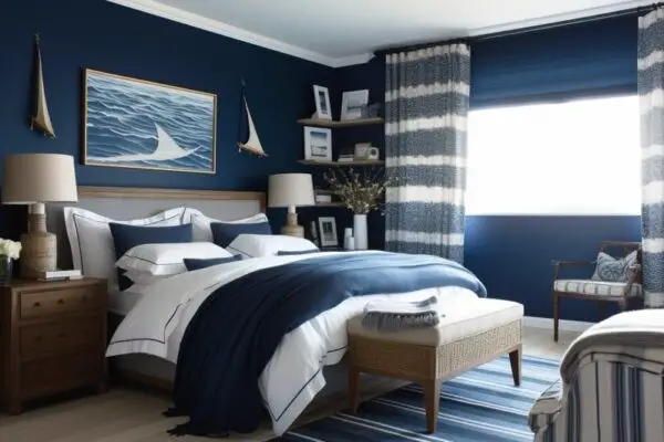 Cozy Coastal Navy Bedroom
