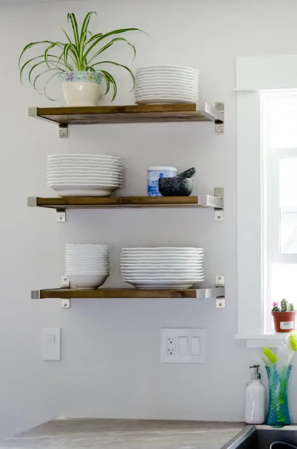 Rustic Wooden Open Shelving Hack