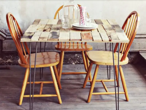 Pallet Wood Table with Hairpin Legs