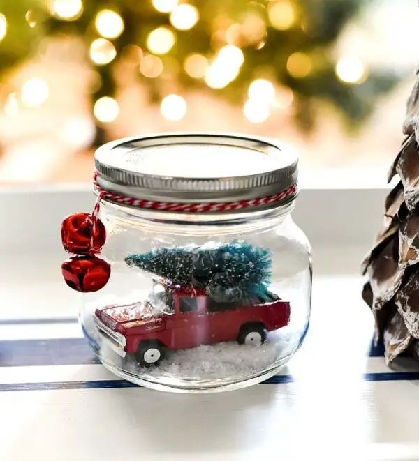 Vintage Truck in Mason Jar Snow Globe