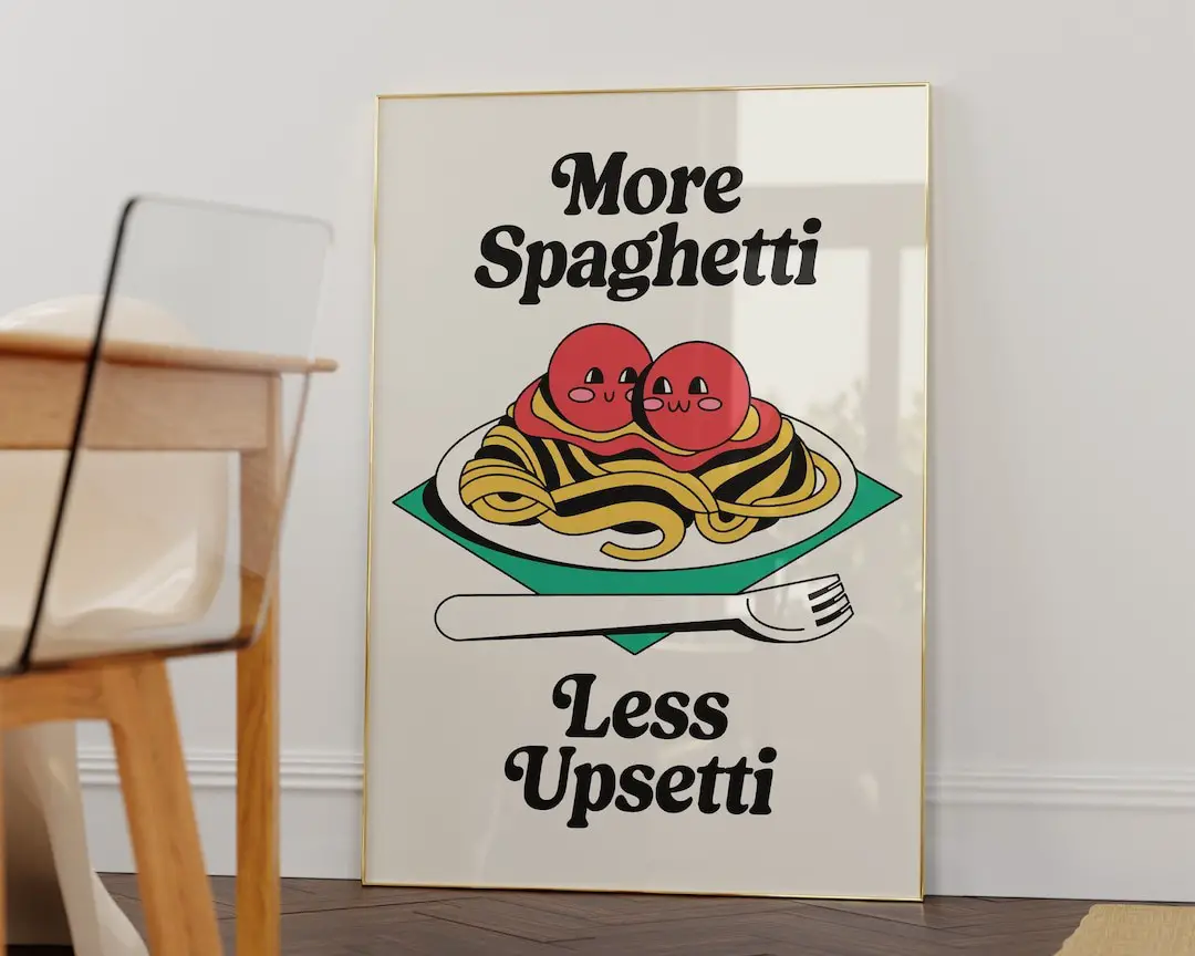 Playful Spaghetti-Themed Kitchen Print