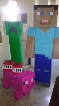 Cardboard Box Minecraft Figures