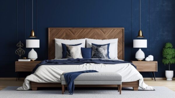 Navy bedroom ideas for beds and headboards
