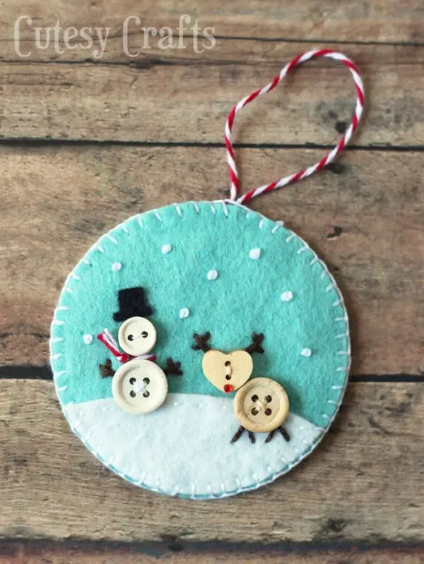 Button and Felt Festive Ornaments