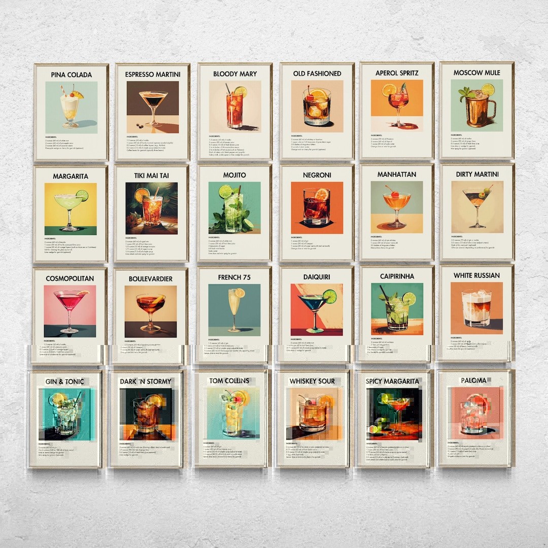 Vintage Cocktail-Inspired Wall Prints