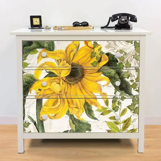 Sunflower Decal Hemnes Dresser