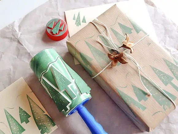 DIY Roller Stamps for Festive Wrapping