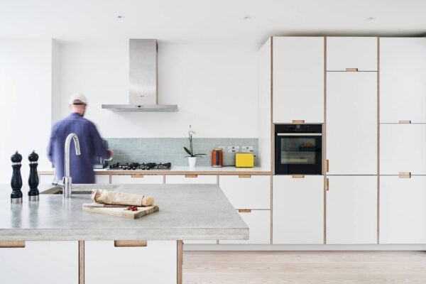 Plywood Lined White Ikea Kitchen