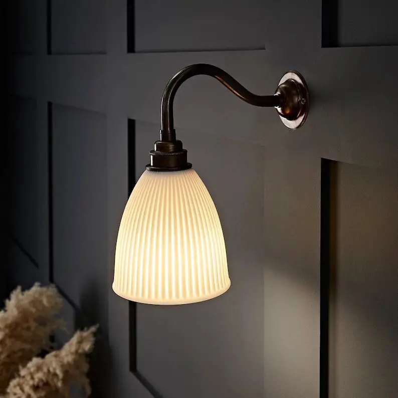 Dudley Porcelain and Brass Wall Light