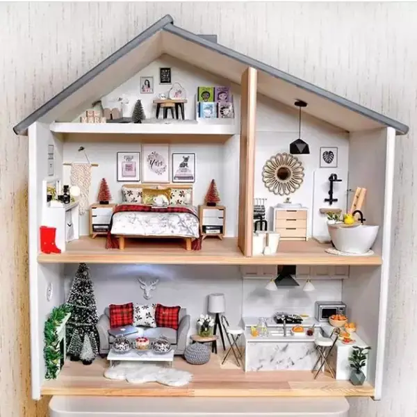 Decorated For Christmas Family Home Dollhouse Makeover