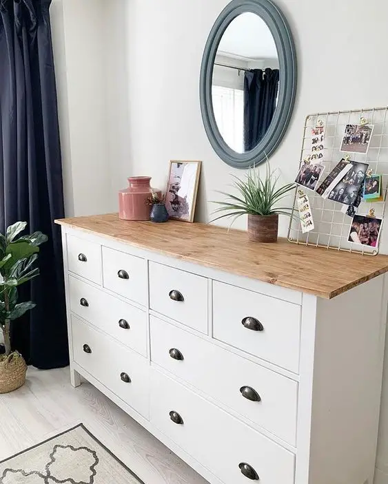 Classic White and Wood Hemnes Dresser