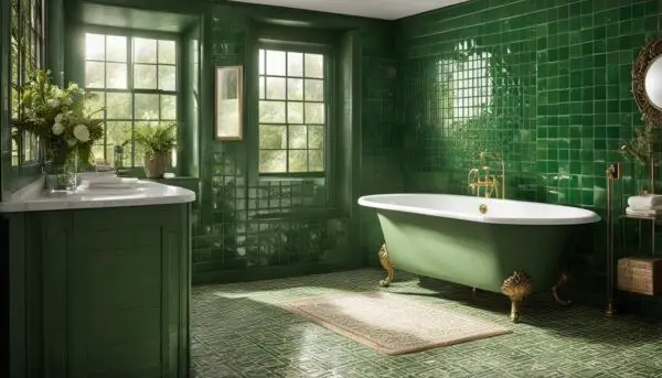 Vintage Verdant: Antique Green Tiles for a Classic Bathroom Look