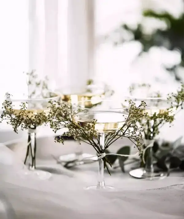 Flower Adorned Champagne Coupes