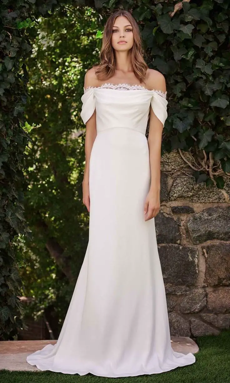 Satin Off the Shoulder Wedding Dresses