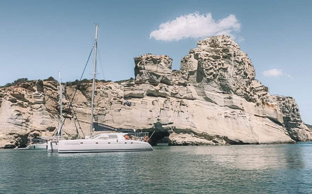 Full-day tour of Milos and Poliegos Islands on Catamaran