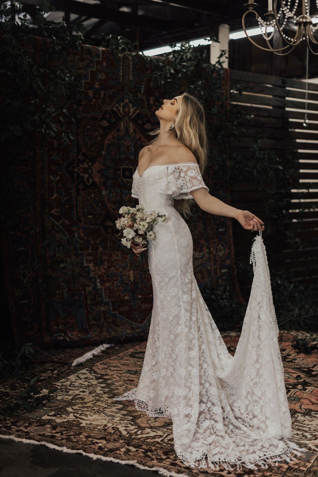 Off the Shoulder Lace Wedding Dresses