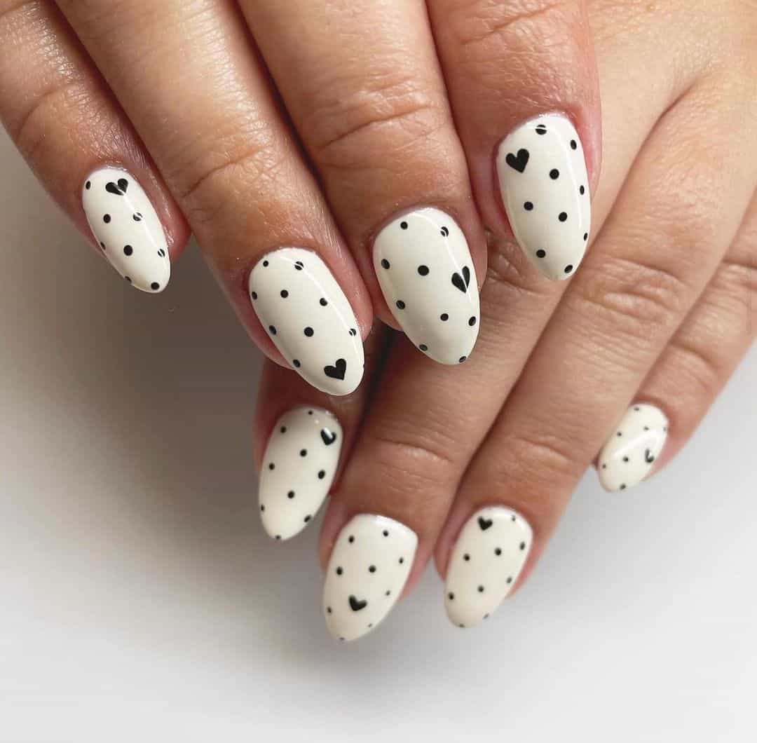 Black and White Valentine’s Day Nails