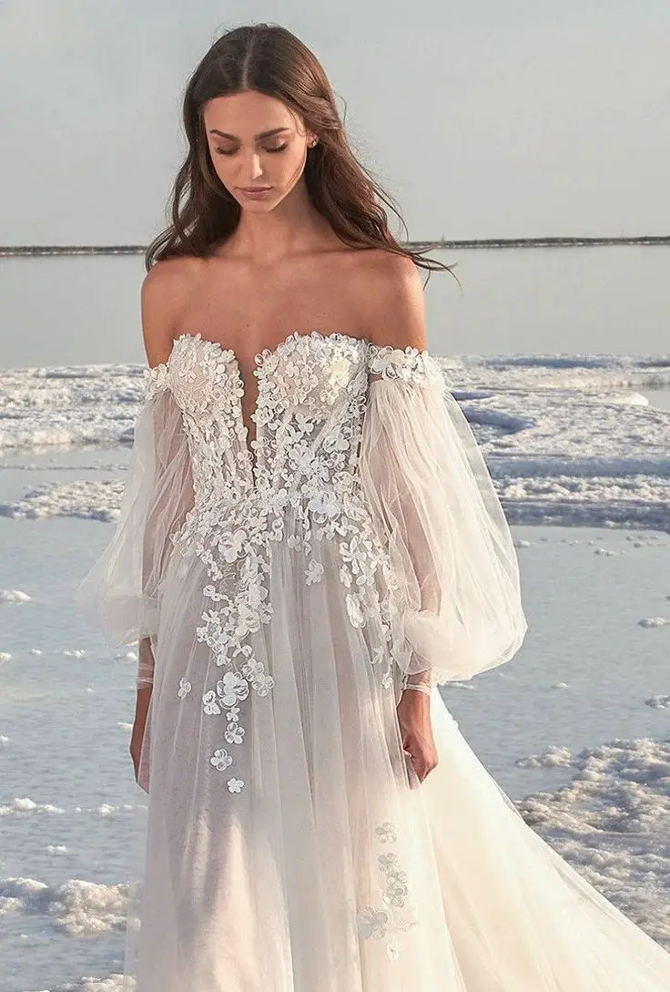 Off the Shoulder Boho Wedding Dresses