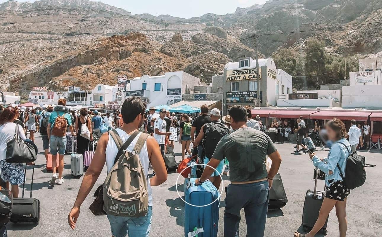 Our horrific first experience at Santorini ferry port