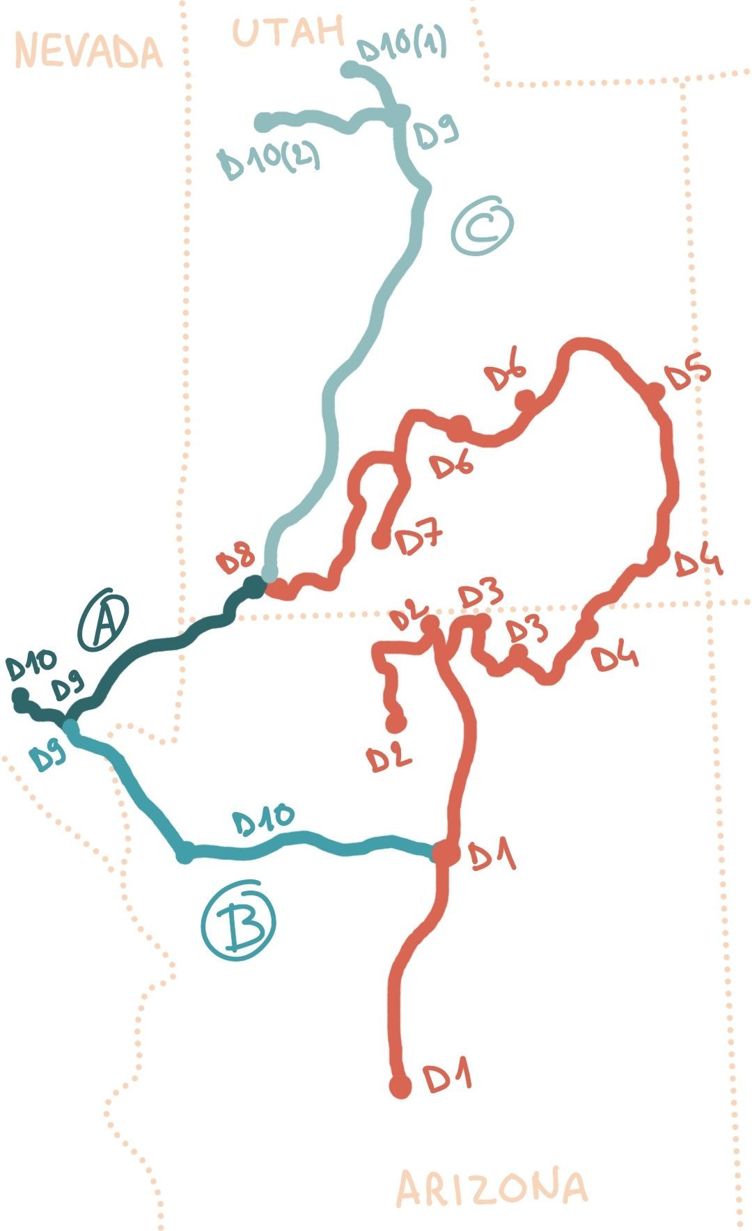 10 day Utah Arizona road trip map