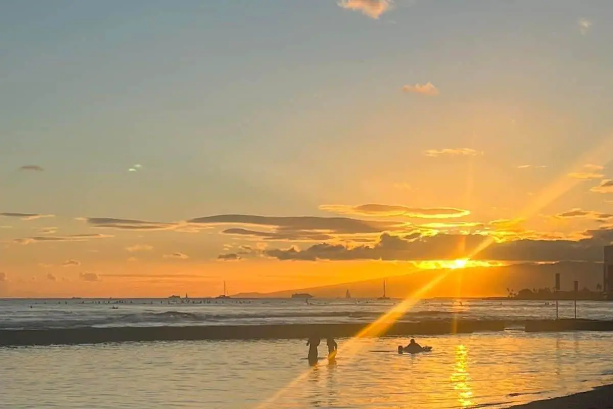 Sunset on Waikiki beach