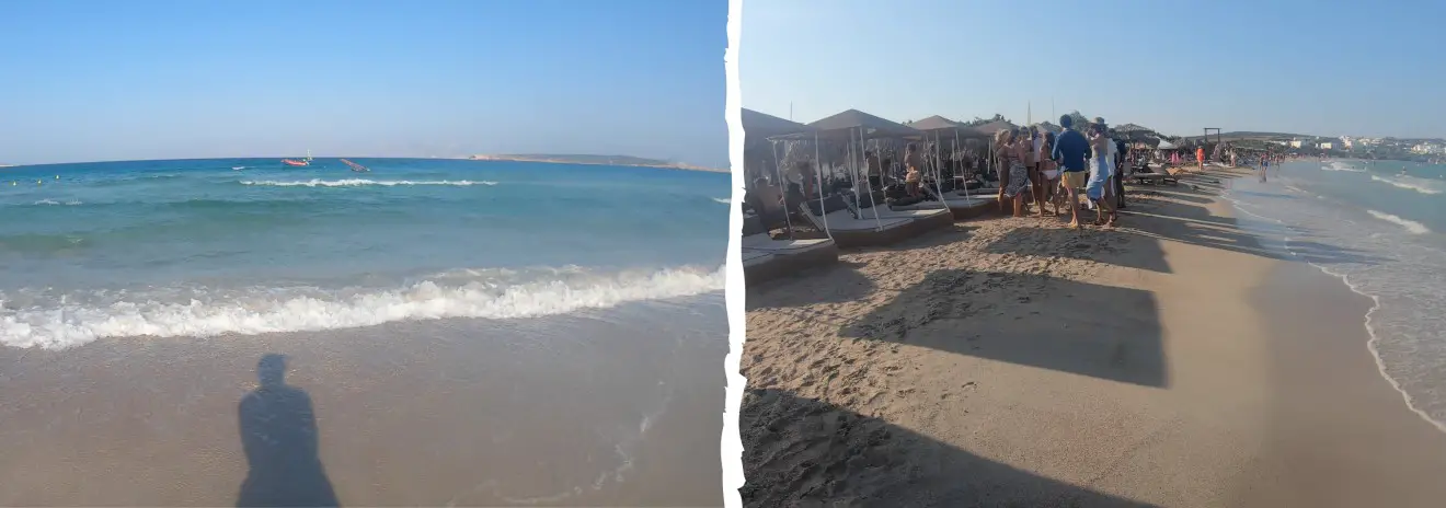 Santa Maria Beach, one of the best beaches in Paros for a drink