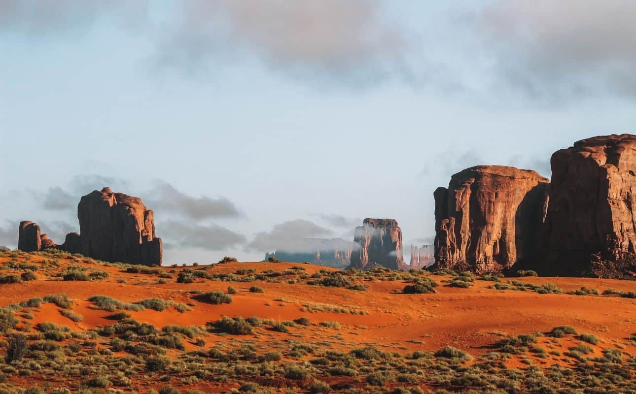 Hiking Monument Valley at sunrise