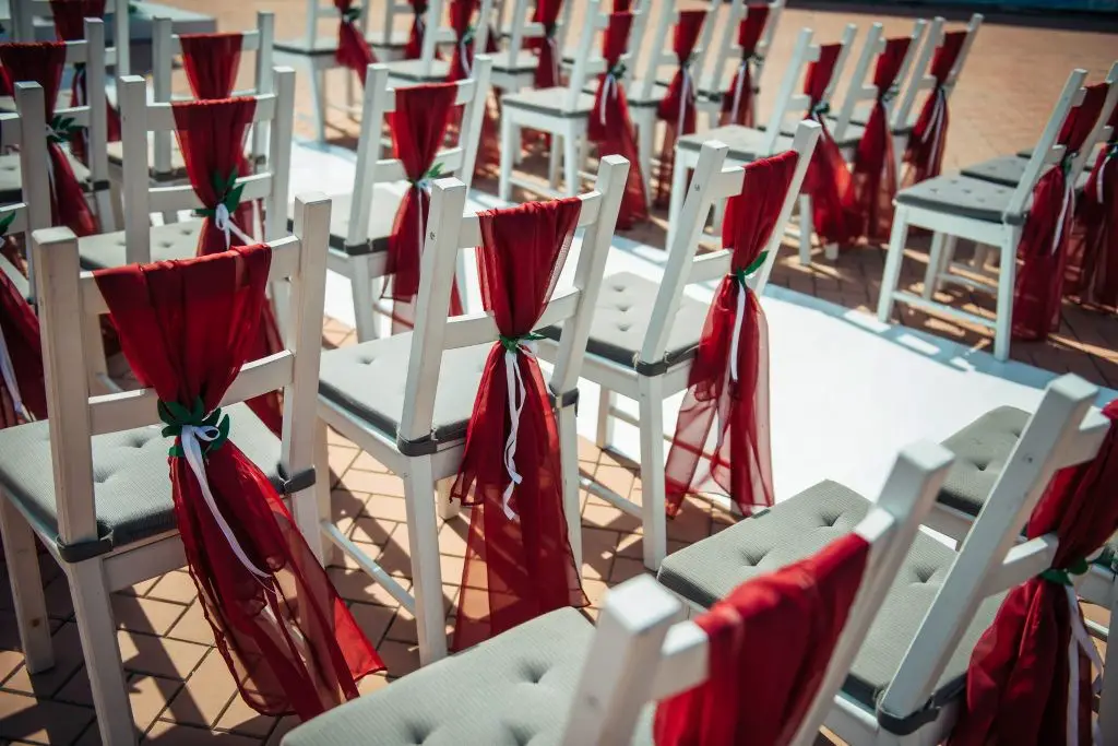 Tulle Draped Between Chairs