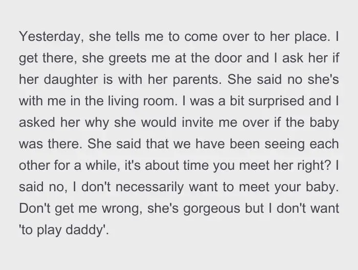 She says he’s unreasonable for not wanting to meet her daughter