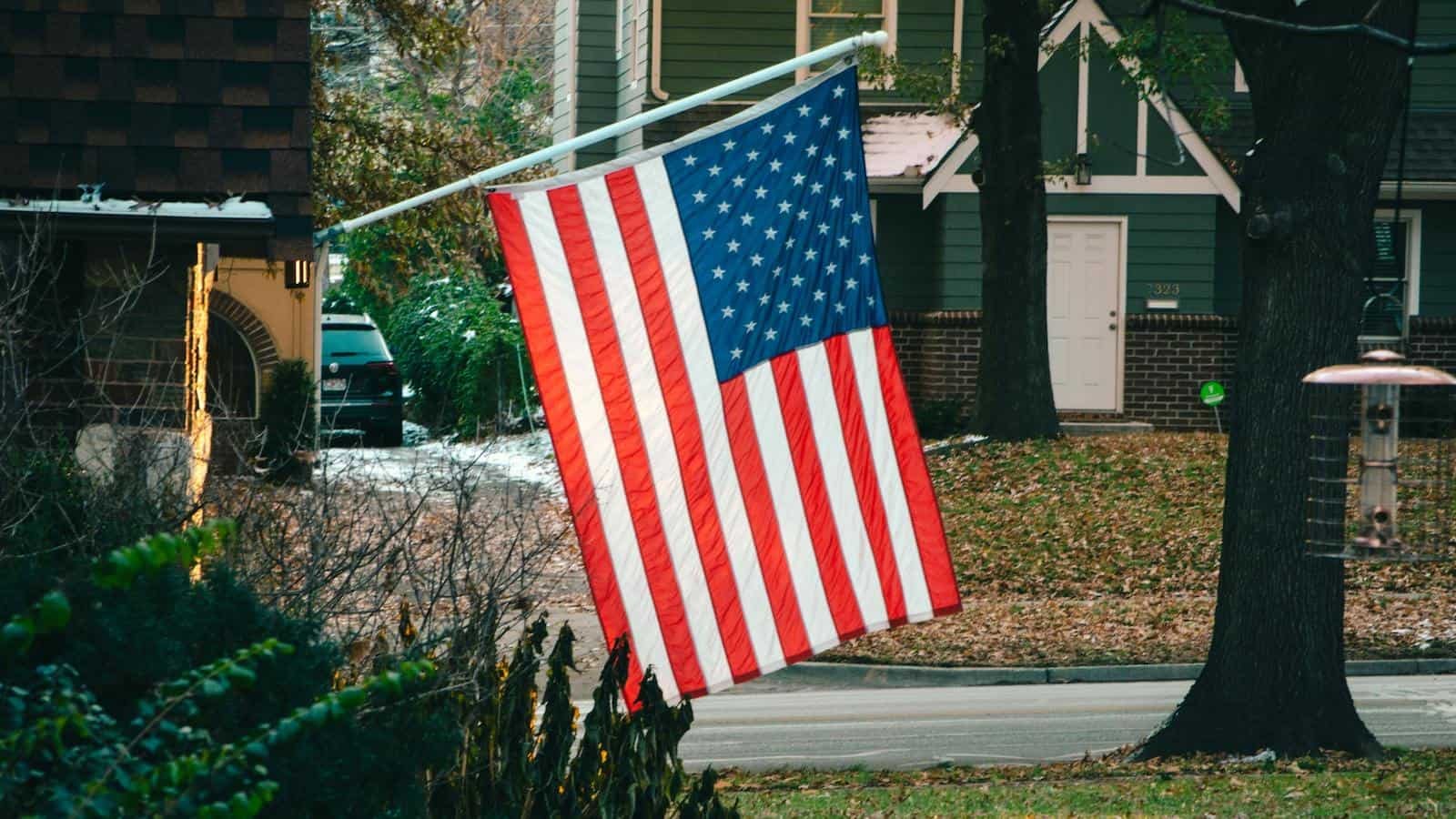 displaying The U.S. flag Second.